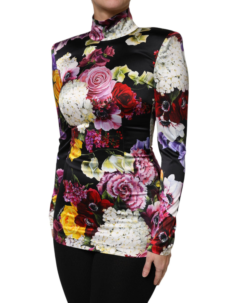 Multicolor Ortensies Long Sleeves Blouse Top Dolce & Gabbana