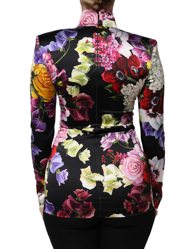 Multicolor Ortensies Long Sleeves Blouse Top Dolce & Gabbana