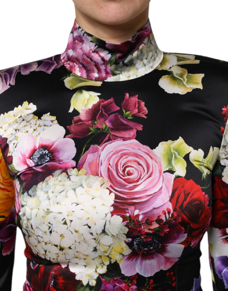 Multicolor Ortensies Long Sleeves Blouse Top Dolce & Gabbana