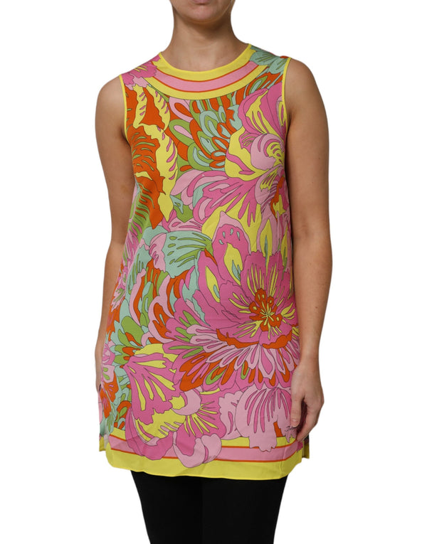 Multicolor Floral Roundneck Sleeveless Top Dolce & Gabbana