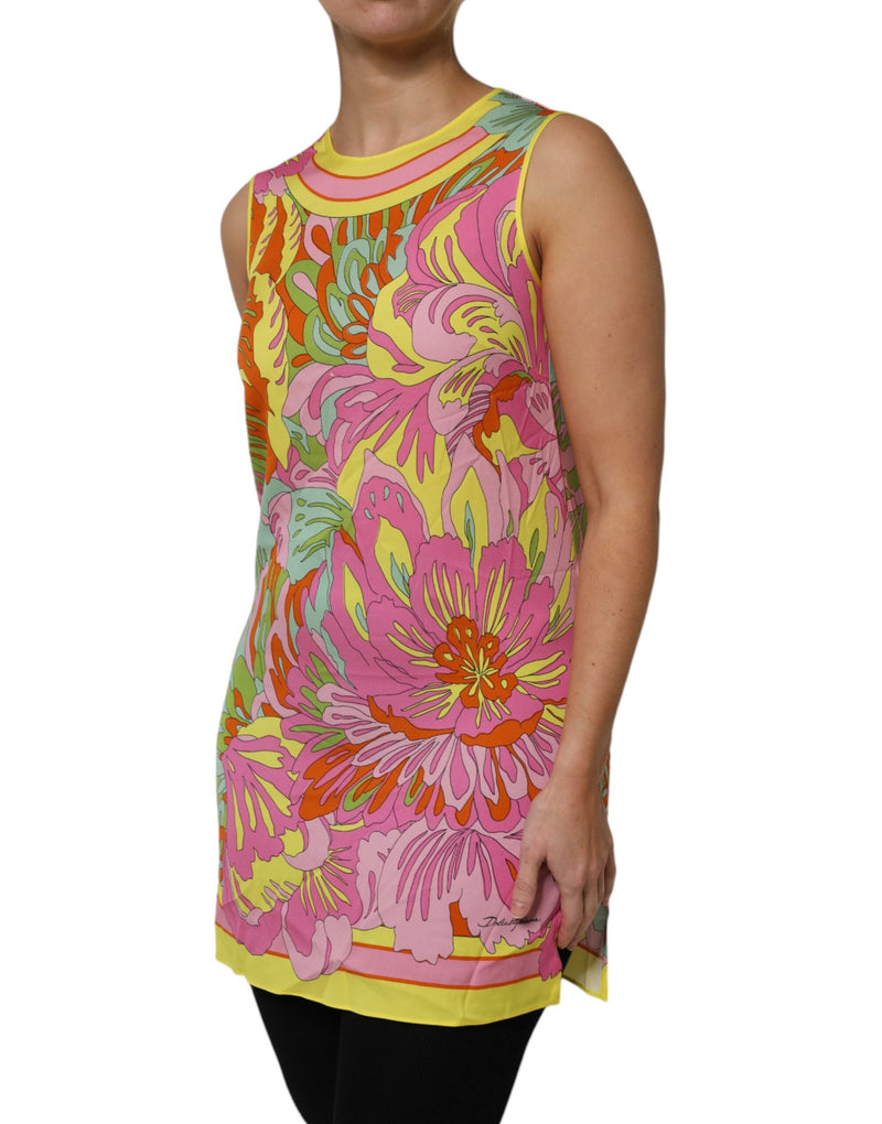 Multicolor Floral Roundneck Sleeveless Top Dolce & Gabbana