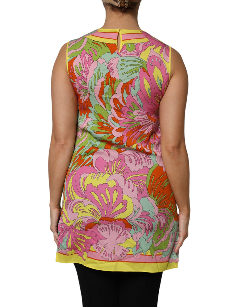 Multicolor Floral Roundneck Sleeveless Top Dolce & Gabbana