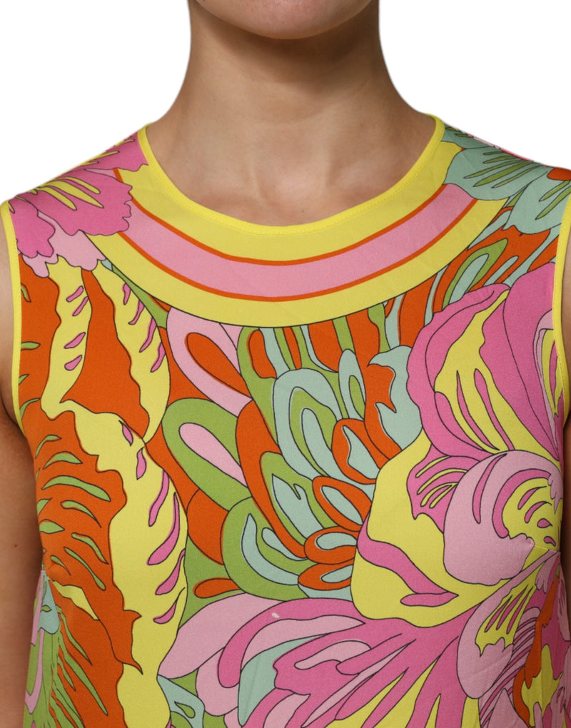 Multicolor Floral Roundneck Sleeveless Top Dolce & Gabbana