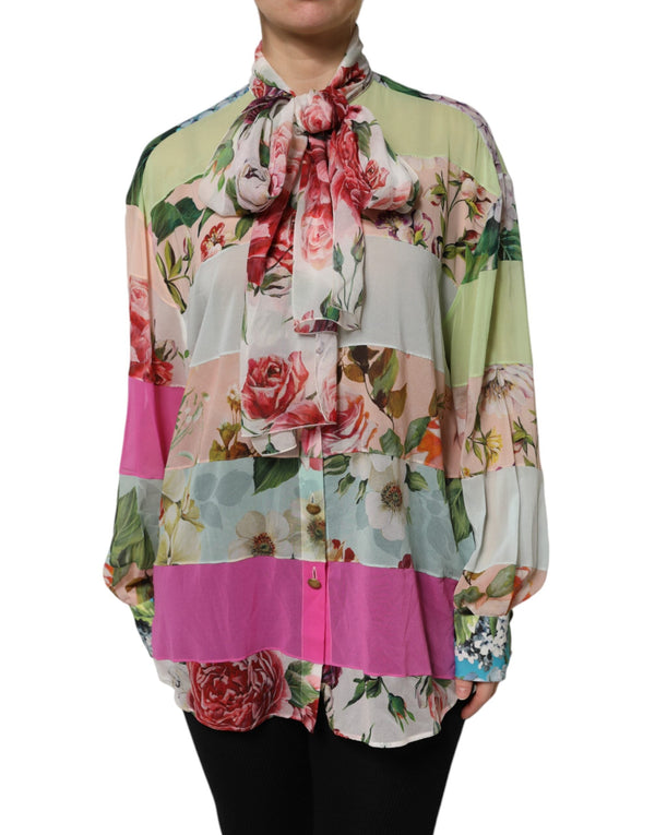 Multicolor Floral Patchwork Long Sleeves Top Dolce & Gabbana