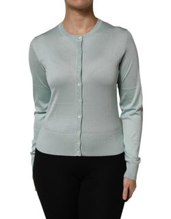 Light Green Silk Button Down Cardigan Sweater Dolce & Gabbana