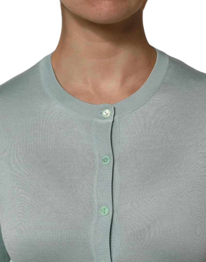 Light Green Silk Button Down Cardigan Sweater Dolce & Gabbana