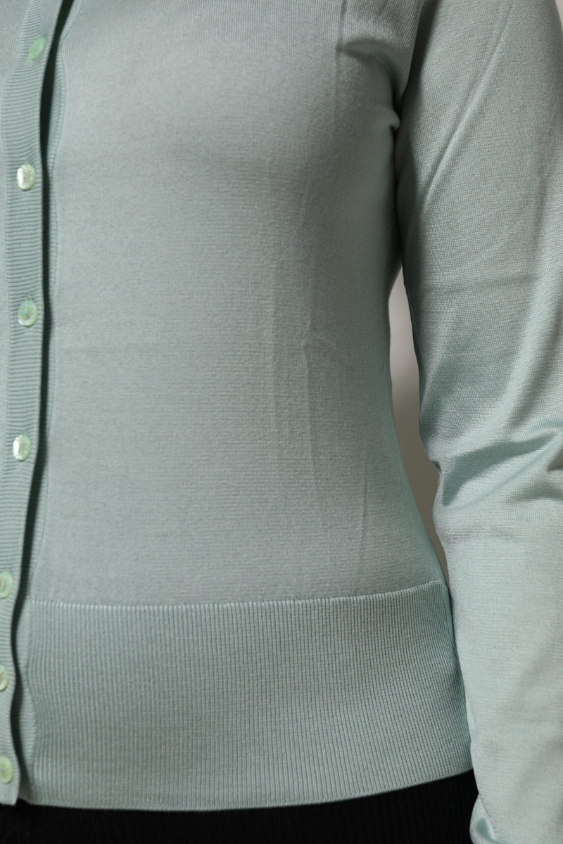 Light Green Silk Button Down Cardigan Sweater Dolce & Gabbana