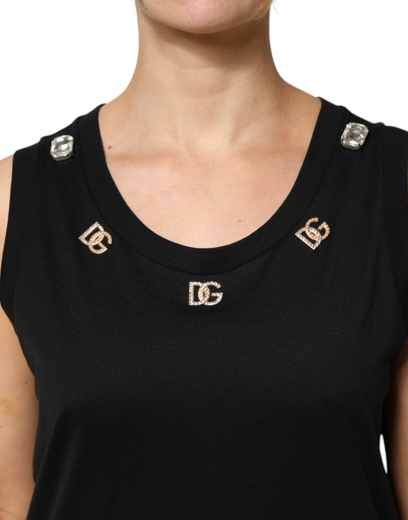 Black DG Embellished Sleeveless Tank Top Dolce & Gabbana