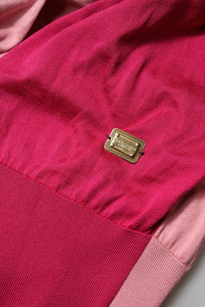 Pink Short Sleeves Buttoned Ascot Collar Top Dolce & Gabbana
