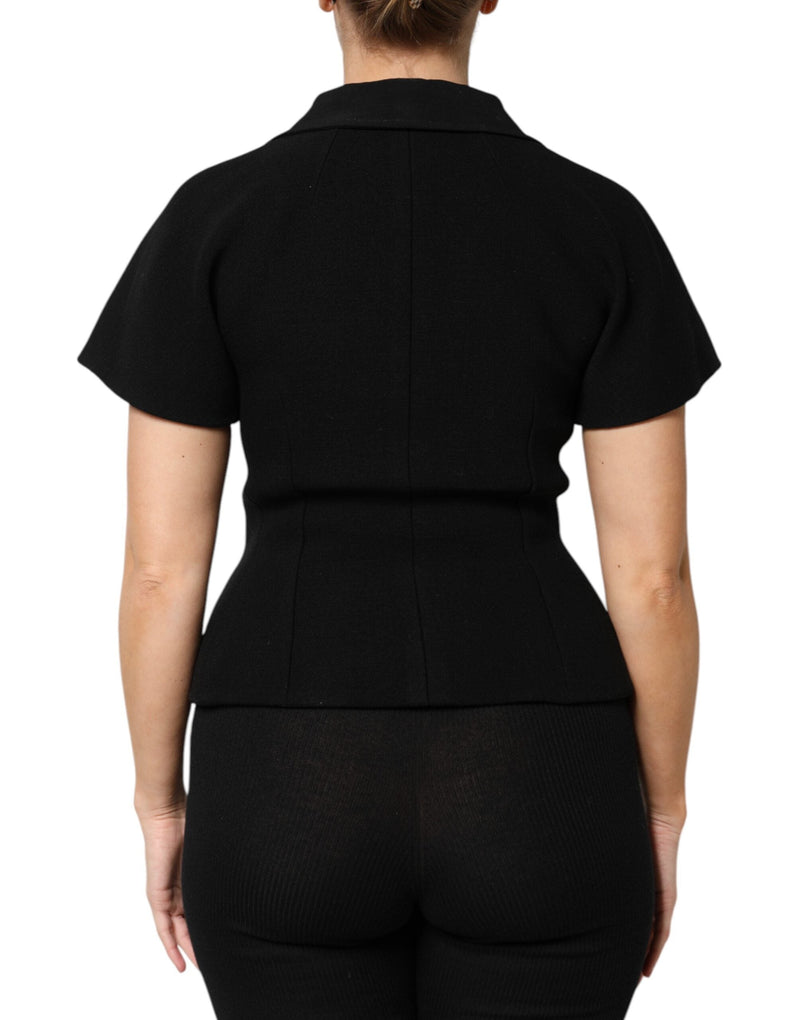 Black Wool Double Breasted Coat Jacket Dolce & Gabbana