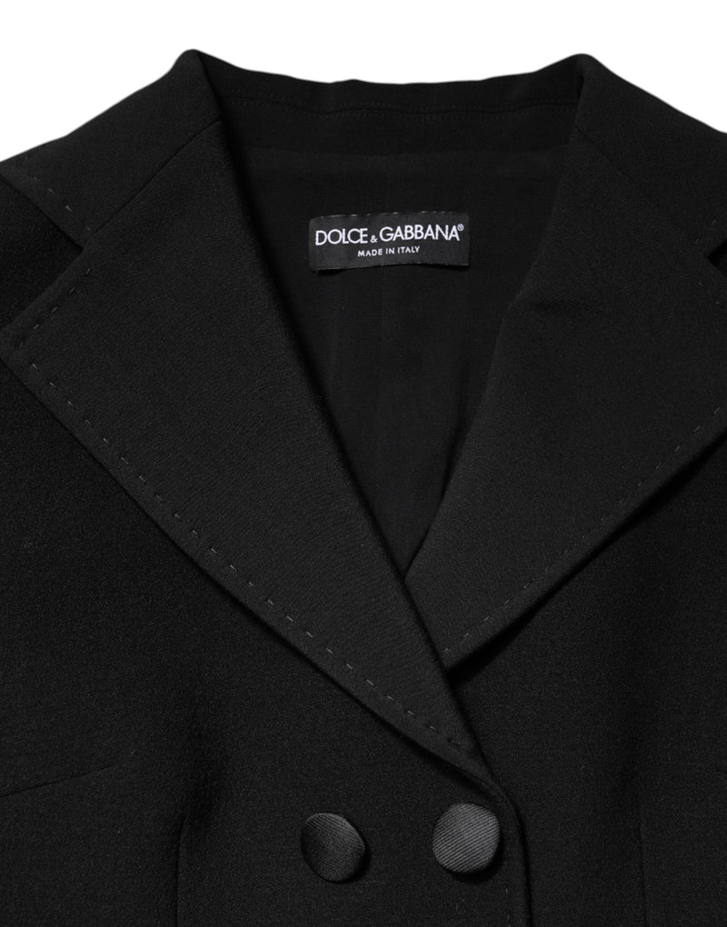 Black Wool Double Breasted Coat Jacket Dolce & Gabbana