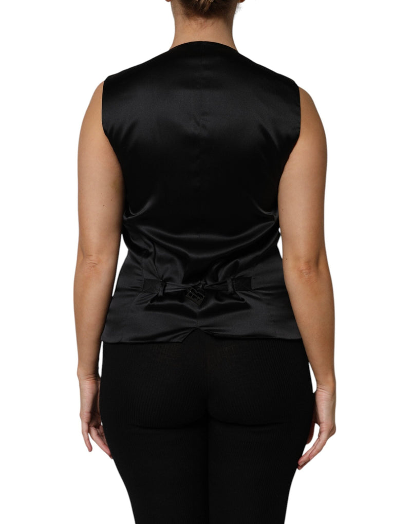 Silver Floral Jacquard Sleeveless Vest Top Dolce & Gabbana