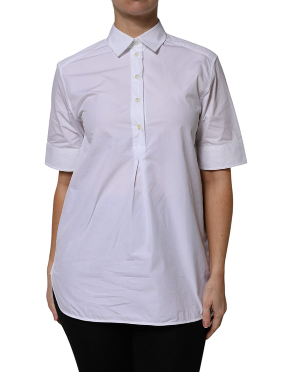 White Cotton Short Sleeves Collared Polo Top Dolce & Gabbana
