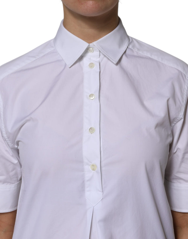 White Cotton Short Sleeves Collared Polo Top Dolce & Gabbana