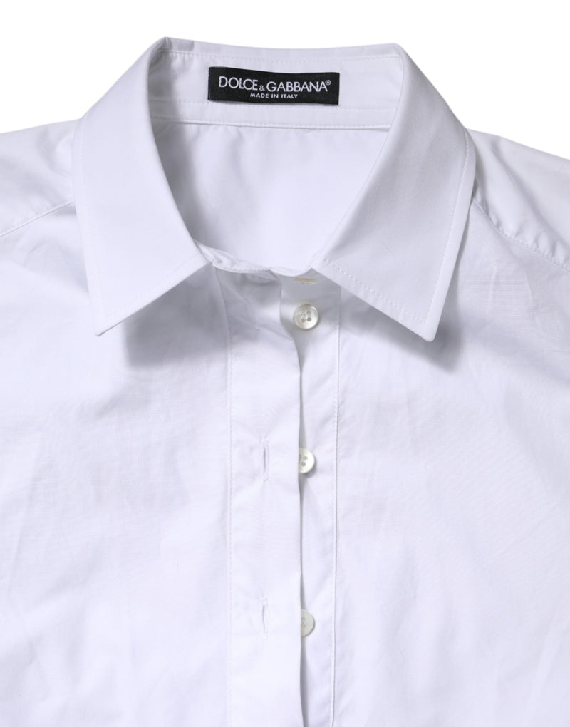 White Cotton Short Sleeves Collared Polo Top Dolce & Gabbana