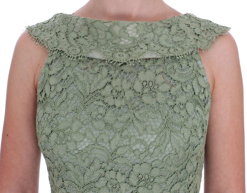 Elegant Green Floral Lace Maxi Dress Dolce & Gabbana