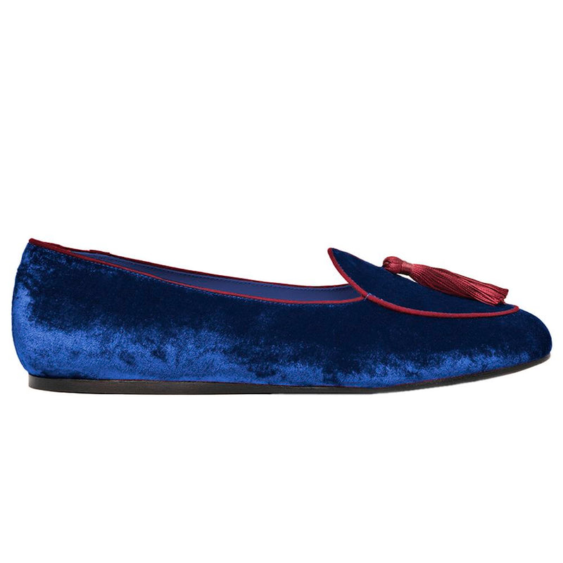 Blue Velvet Flat Shoe Charles Philip