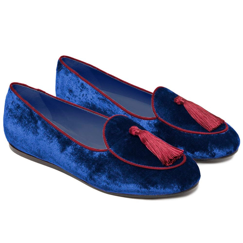Blue Velvet Flat Shoe Charles Philip