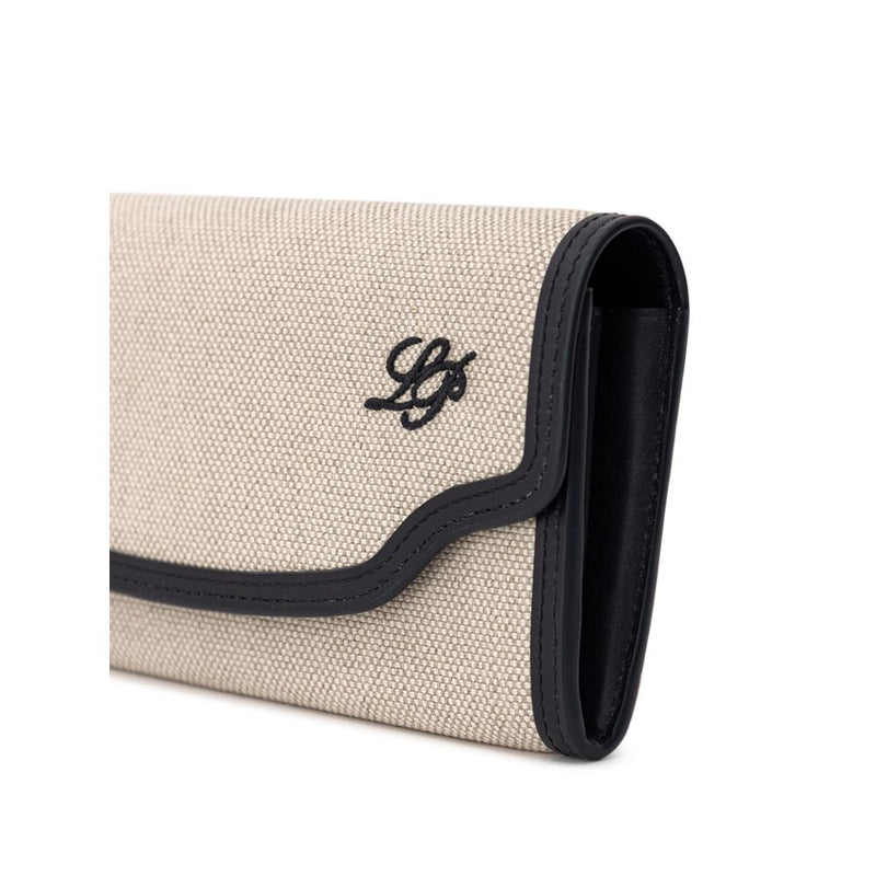 Beige Fabric And Leather Wallet Loro Piana