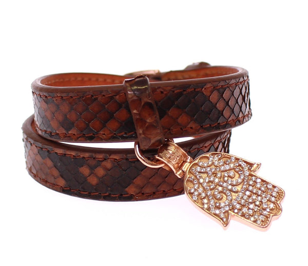 Chic Snakeskin Leather & Gold Cuff Bracelet Nialaya