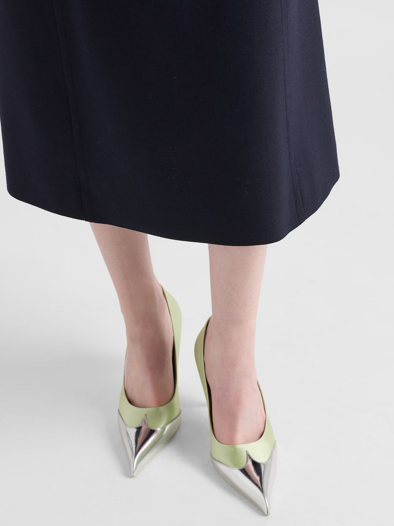 Satin And Metallic Leather Pumps Prada