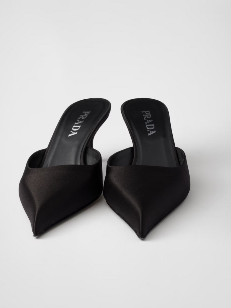 Black Satin Sabot Prada