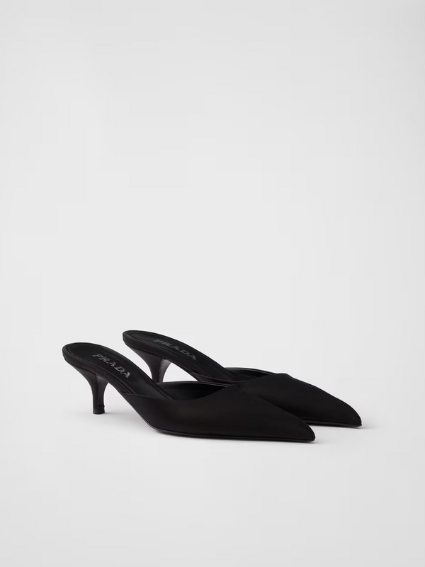 Black Satin Sabot Prada