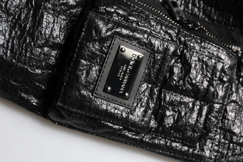 Black Logo Plaque Bomber Full Zipper Jacket Dolce & Gabbana