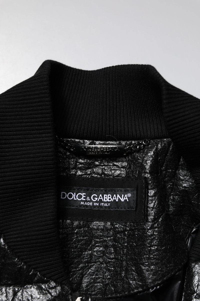 Black Logo Plaque Bomber Full Zipper Jacket Dolce & Gabbana