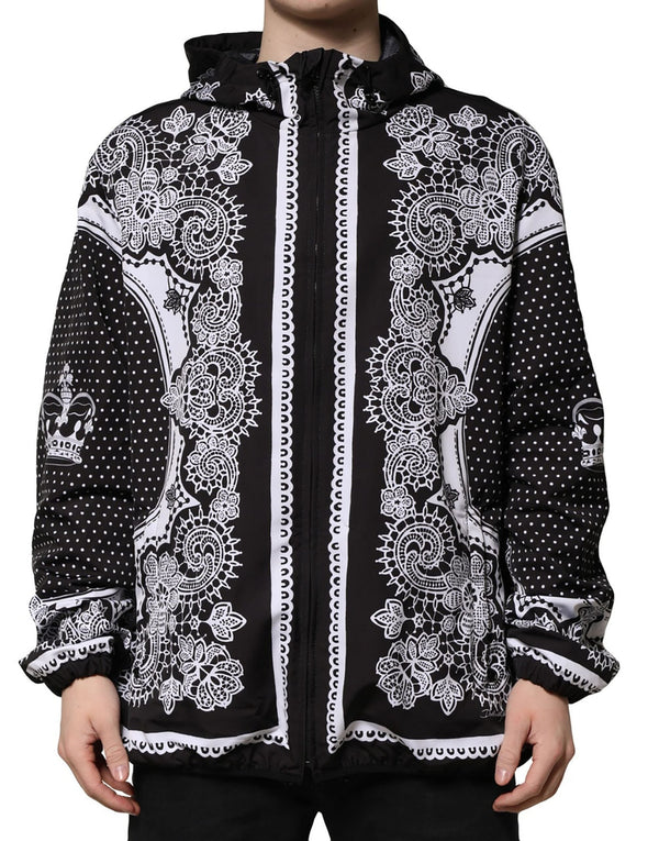Black Bandana Print Hooded Bomber Jacket Dolce & Gabbana