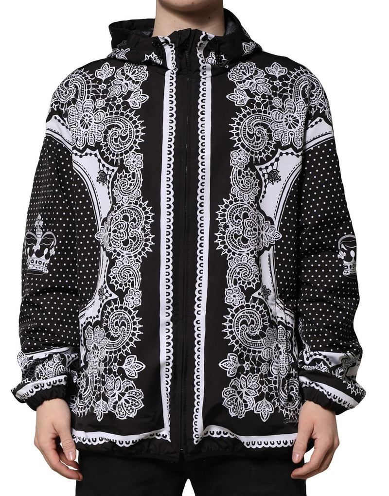 Black Bandana Print Hooded Bomber Jacket Dolce & Gabbana