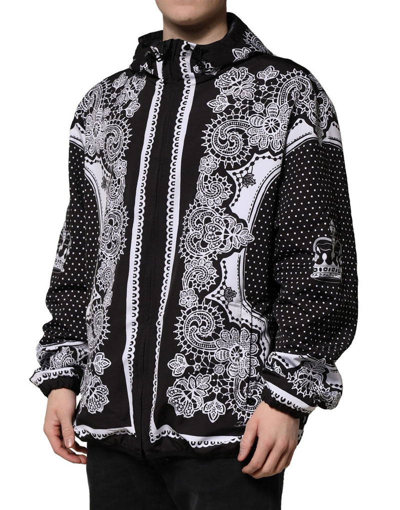 Black Bandana Print Hooded Bomber Jacket Dolce & Gabbana