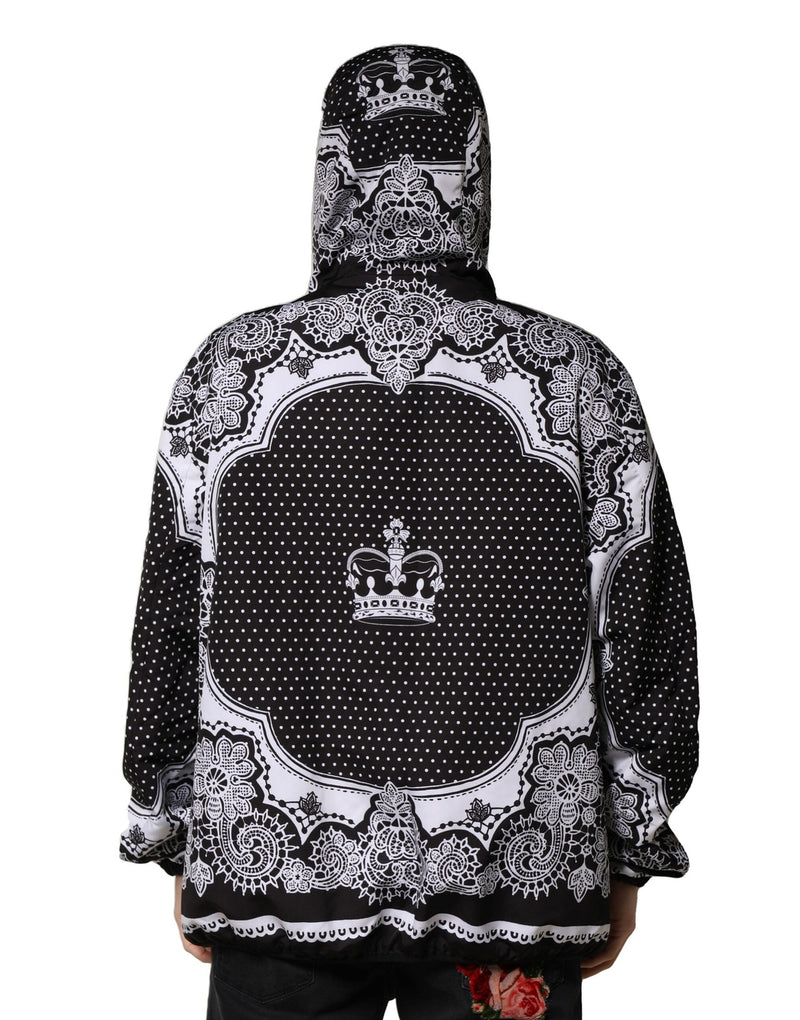 Black Bandana Print Hooded Bomber Jacket Dolce & Gabbana