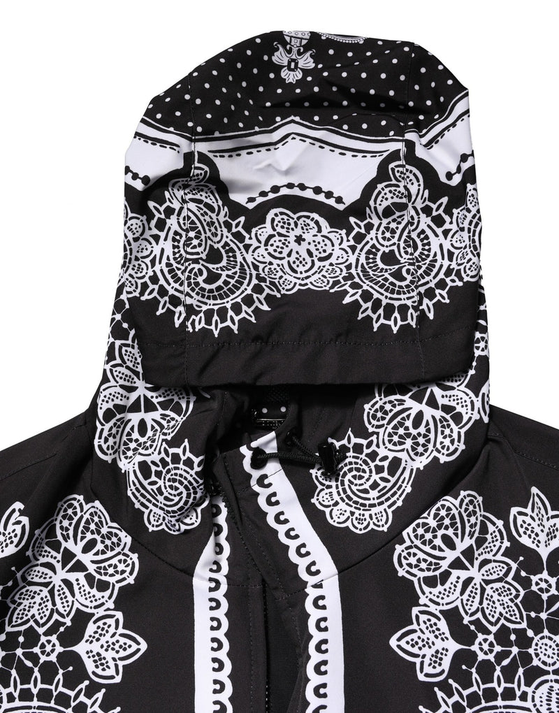 Black Bandana Print Hooded Bomber Jacket Dolce & Gabbana