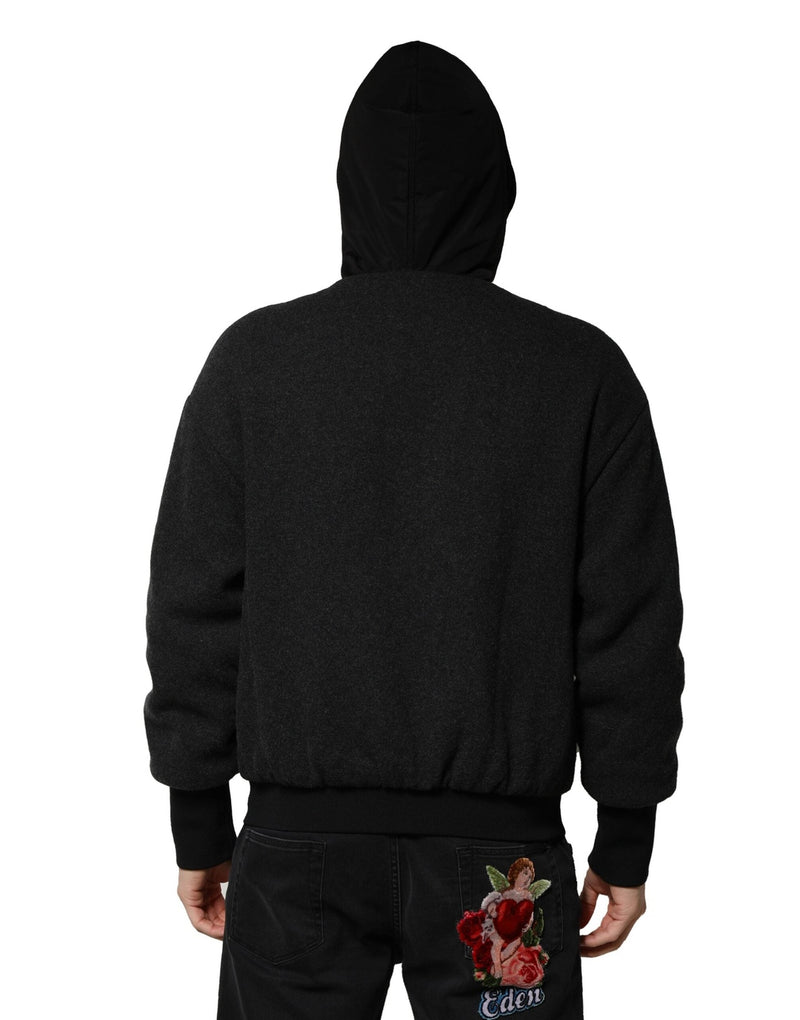 Black DG Logo Plaque Hooded Bomber Jacket Dolce & Gabbana