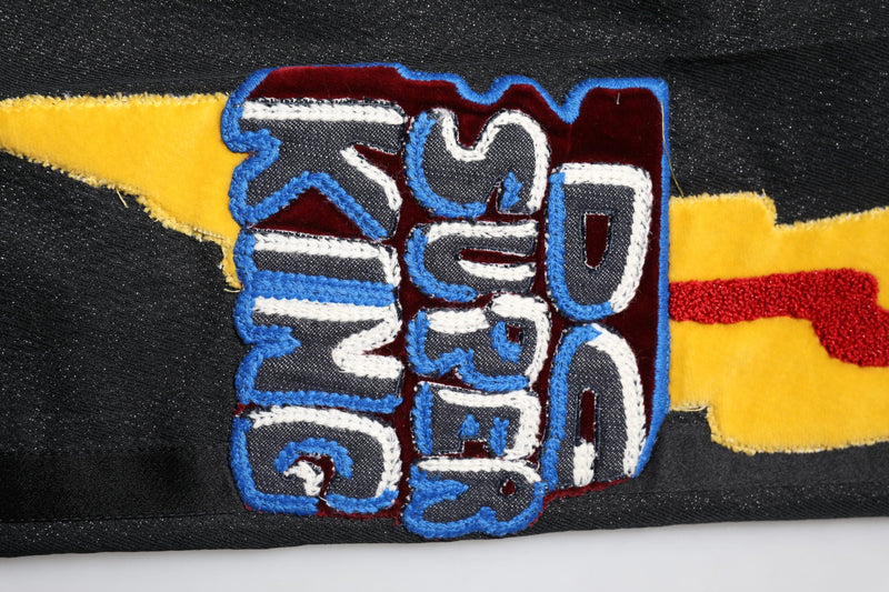Black Graphic Embroidery Men Pants Dolce & Gabbana