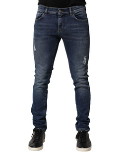 Blue Washed Skinny Cotton Denim Jeans Dolce & Gabbana