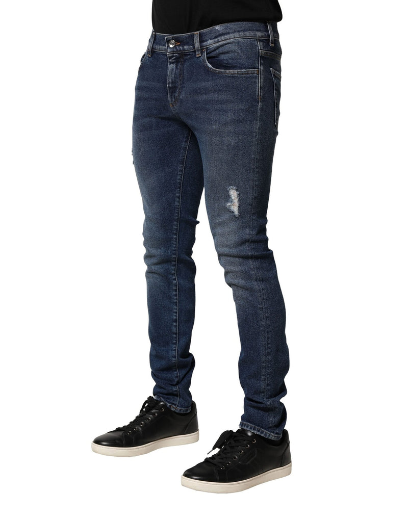 Blue Washed Skinny Cotton Denim Jeans Dolce & Gabbana