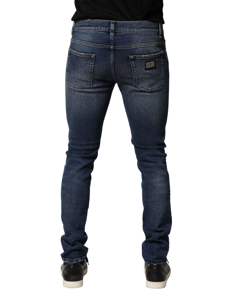 Blue Washed Skinny Cotton Denim Jeans Dolce & Gabbana