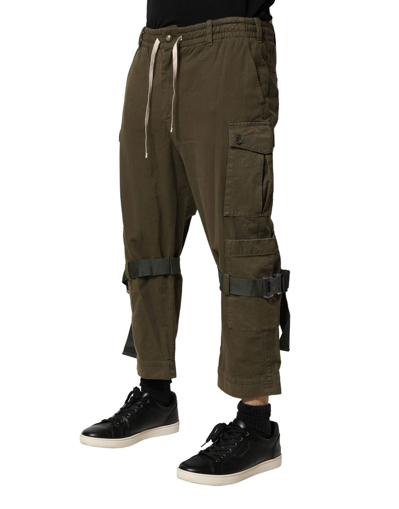Brown Cotton Cargo Drawstring Pants Dolce & Gabbana