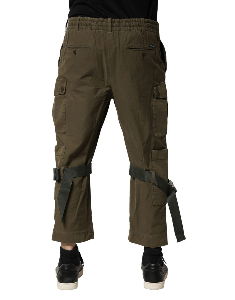 Brown Cotton Cargo Drawstring Pants Dolce & Gabbana