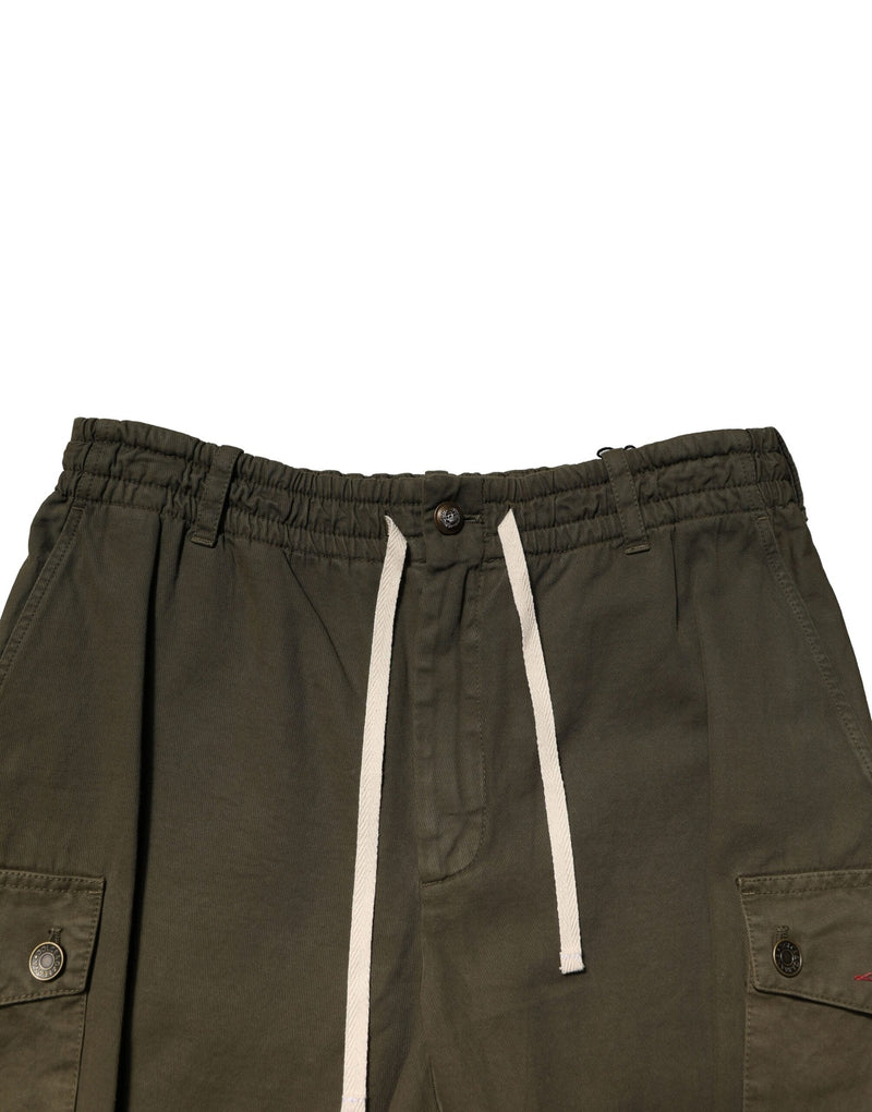 Brown Cotton Cargo Drawstring Pants Dolce & Gabbana