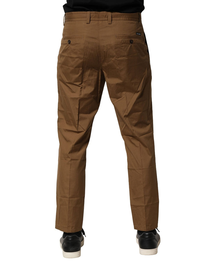Brown Cotton Chino Mid Waist Men Pants Dolce & Gabbana