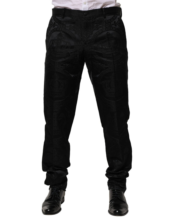 Black Cotton DG Crown Dress Pants Dolce & Gabbana