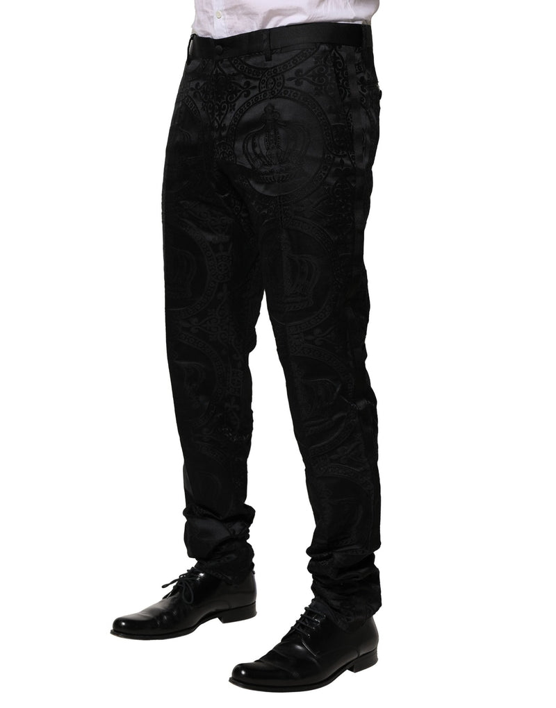 Black Cotton DG Crown Dress Pants Dolce & Gabbana