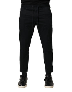 Black Cotton Mid Waist Jogger Pants Dolce & Gabbana