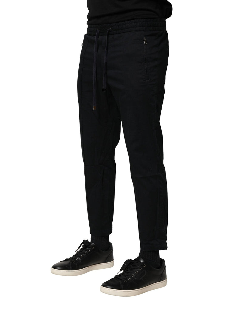 Black Cotton Mid Waist Jogger Pants Dolce & Gabbana
