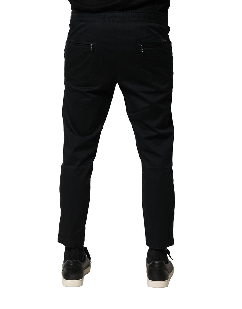 Black Cotton Mid Waist Jogger Pants Dolce & Gabbana