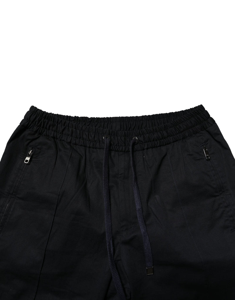 Black Cotton Mid Waist Jogger Pants Dolce & Gabbana