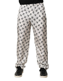 White Floral Silk Casual Lounge Pants Dolce & Gabbana
